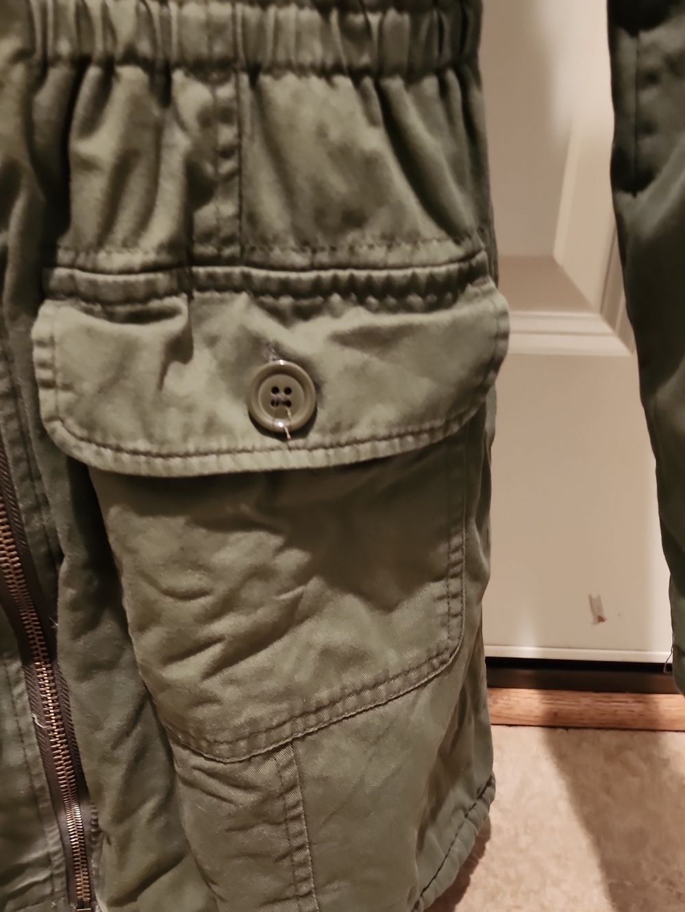 The Children's Place Girls Hooded Sherpa Lined Parka Jacket Olive Green L 10/12 - Picture 6 of 11